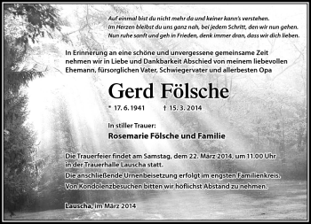 Traueranzeige von Gerd Fölsche von Südthüringer Presse