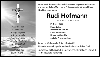 Traueranzeige von Rudi Hofmann von Neue Presse Coburg