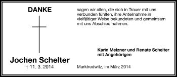 Traueranzeige von Jochen Schelter von Frankenpost