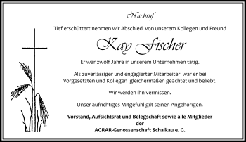 Traueranzeige von Kay Fischer von Südthüringer Presse