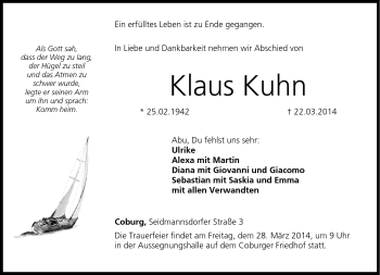 Traueranzeige von Klaus Kuhn von Neue Presse Coburg