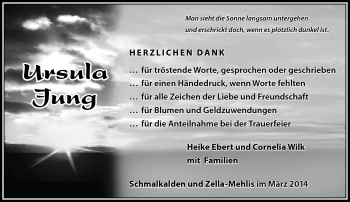 Traueranzeige von Ursula Jung von Südthüringer Presse
