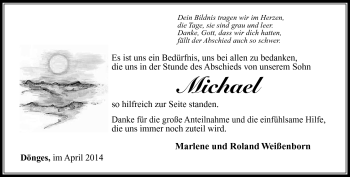 Traueranzeige von Michael Weißenborn von Südthüringer Presse