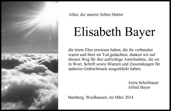 Traueranzeige von Elisabeth Bayer von Neue Presse Coburg