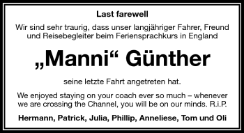Traueranzeige von Günther  von Frankenpost