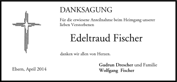 Traueranzeige von Edeltraud Fischer von Neue Presse Coburg