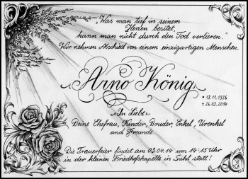 Traueranzeige von König Arno von Südthüringer Presse