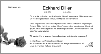 Traueranzeige von Eckhard Diller von Südthüringer Presse