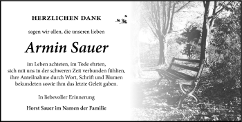 Traueranzeige von Armin Sauer von Südthüringer Presse