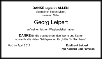 Traueranzeige von Georg Leipert von Frankenpost