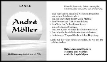 Traueranzeige von Andre Möller von Südthüringer Presse