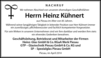 Traueranzeige von Heinz Kühnert von Südthüringer Presse