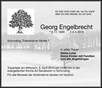 Traueranzeige von Georg Engelbrecht von Frankenpost