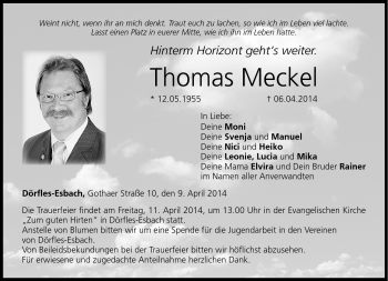 Traueranzeige von Thomas Meckel von Neue Presse Coburg