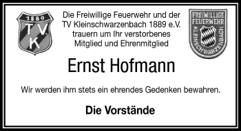 Traueranzeige von Ernst Hofmann von Frankenpost