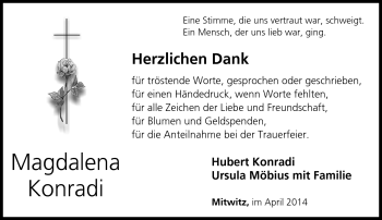 Traueranzeige von Magdalena Konradi von Neue Presse Coburg