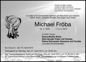 Traueranzeige von Michael Fröba von Neue Presse Coburg