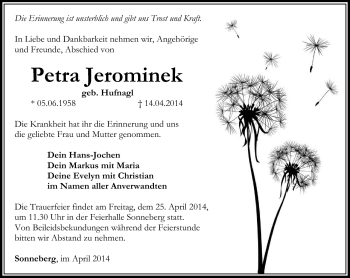 Traueranzeige von Petra Jerominek von Südthüringer Presse