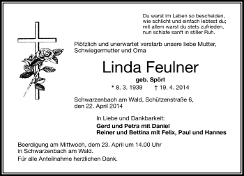 Traueranzeige von Linda Feulner von Frankenpost