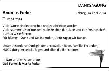 Traueranzeige von Andreasq Forkel von Neue Presse Coburg