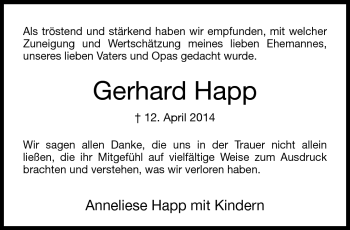 Traueranzeige von Gerhard Happ von Neue Presse Coburg