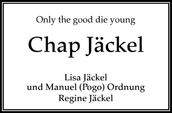 Traueranzeige von Harald Jäckel von Frankenpost