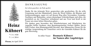Traueranzeige von Heinz Kühnert von Südthüringer Presse