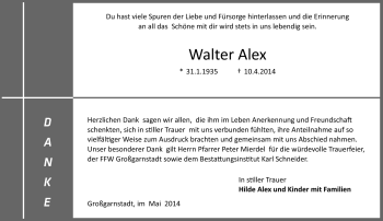 Traueranzeige von Walter Alex von Neue Presse Coburg