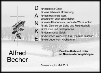 Traueranzeige von Alfred Becher von Frankenpost