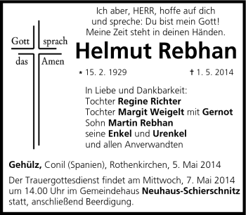 Traueranzeige von Helmut Rebhan von Neue Presse Coburg