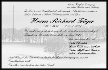 Traueranzeige von Richard Tröger von Frankenpost