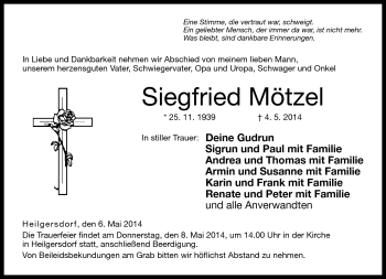 Traueranzeige von Siegfried Mötzel von Neue Presse Coburg