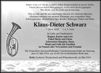 Traueranzeige von Klaus-Dieter Schwarz von Südthüringer Presse