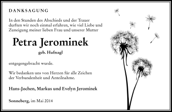 Traueranzeige von Petra Jerominek von Südthüringer Presse