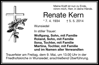 Traueranzeige von Renate Kern von Frankenpost