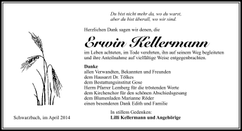 Traueranzeige von Erwin Kellermann von Südthüringer Presse