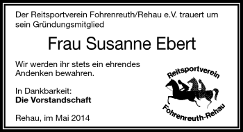Traueranzeige von Susanne Ebert von Frankenpost