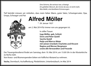 Traueranzeige von Alfred Möller von Südthüringer Presse