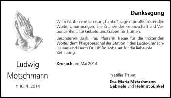 Traueranzeige von Ludwig Motschmann von Neue Presse Coburg