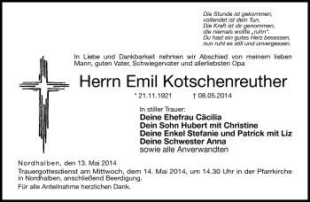 Traueranzeige von Emil Kotschenreuther von Neue Presse Coburg