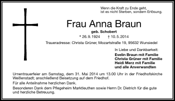 Traueranzeige von Anna Dietrich von Frankenpost