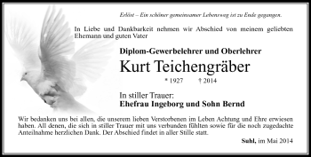 Traueranzeige von Kurt Teichengräber von Südthüringer Presse