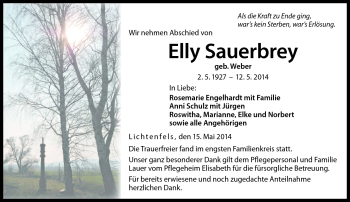 Traueranzeige von Elly Sauerbrey von Neue Presse Coburg