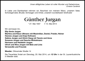Traueranzeige von Günther Jurgan von Neue Presse Coburg