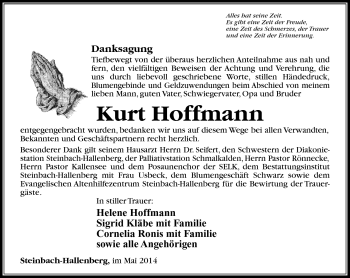 Traueranzeige von Kurt Hoffmann von Südthüringer Presse