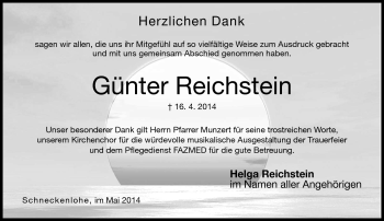 Traueranzeige von Günter Reichstein von Neue Presse Coburg