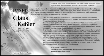 Traueranzeige von Claus Keßler von Südthüringer Presse