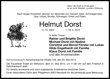 Traueranzeige von Helmut Dorst von Neue Presse Coburg