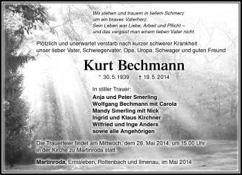 Traueranzeige von Kurt Bechmann von Südthüringer Presse