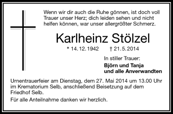 Traueranzeige von Karlheinz Stölzel von Frankenpost